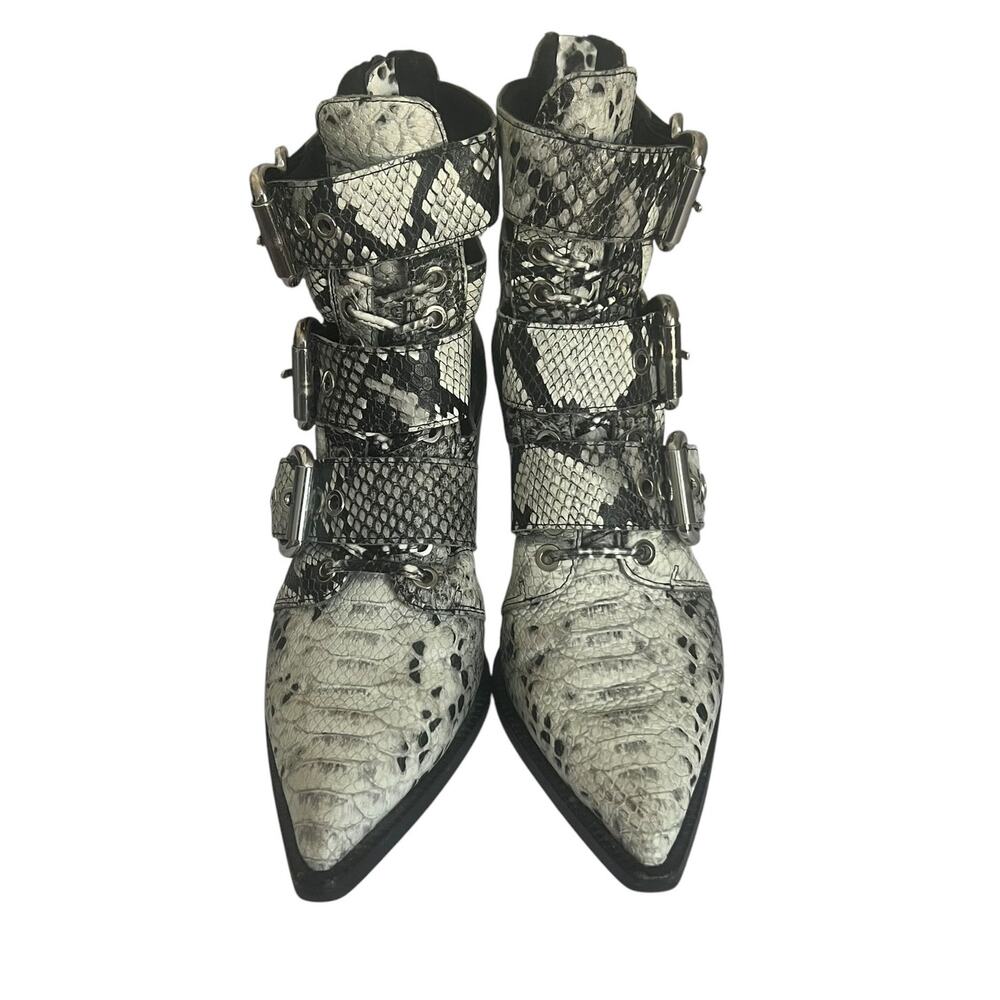 Jeffrey Campbell Caceres Buckle Snake Embossed Ankle Boots Size 6.5 - Picture 4 of 15